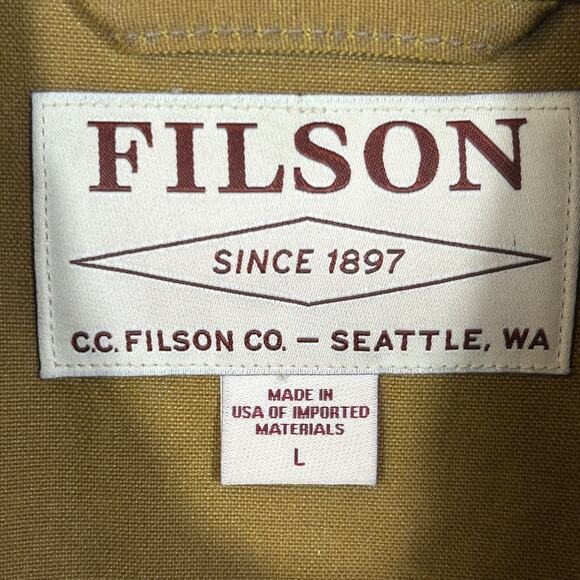 CC Filson Tin Cloth Cruiser Jacket Coat Mens Sz L Brown Made in USA - Picture 5 of 11